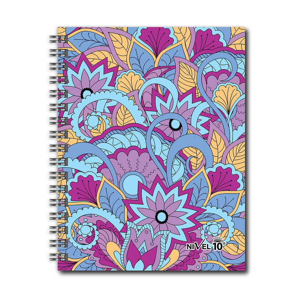 AGENDA NIVEL 10 14x19 DXP ESPIRALADA CON INDICE TROQUELADO, ELASTICO Y CINTA SEÑALADORA LINEA MANDALAS