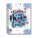 AGENDA NIVEL 10 16x22 DXP ESPIRALADA CON INDICE TROQUELADO, ELASTICO Y CINTA SEÑALADORA LINEA FRASES