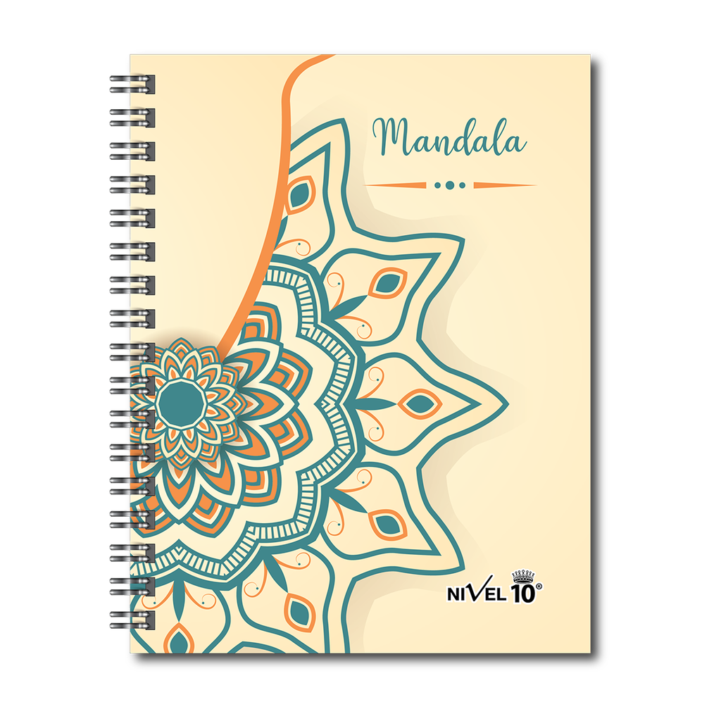AGENDA NIVEL 10 12x18 DXP ESPIRALADA CON ELASTICO Y CINTA SEÑALADORA MANDALAS