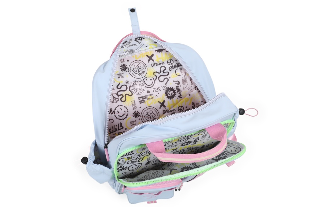 MOCHILA CHIMOLA GLOWING ESPALDA 17'' CELESTE