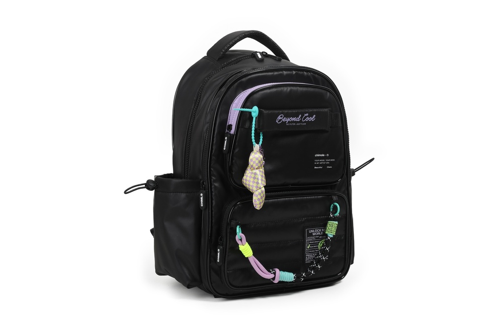 MOCHILA CHIMOLA PUFFY AND SHINY ESPALDA 17'' NEGRO