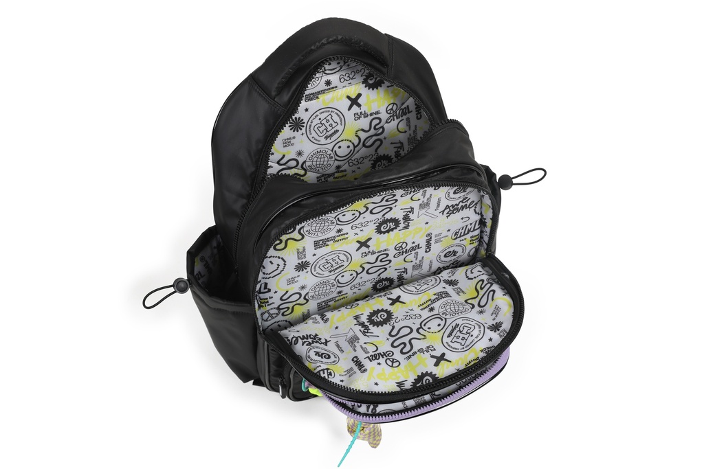 MOCHILA CHIMOLA PUFFY AND SHINY ESPALDA 17'' NEGRO