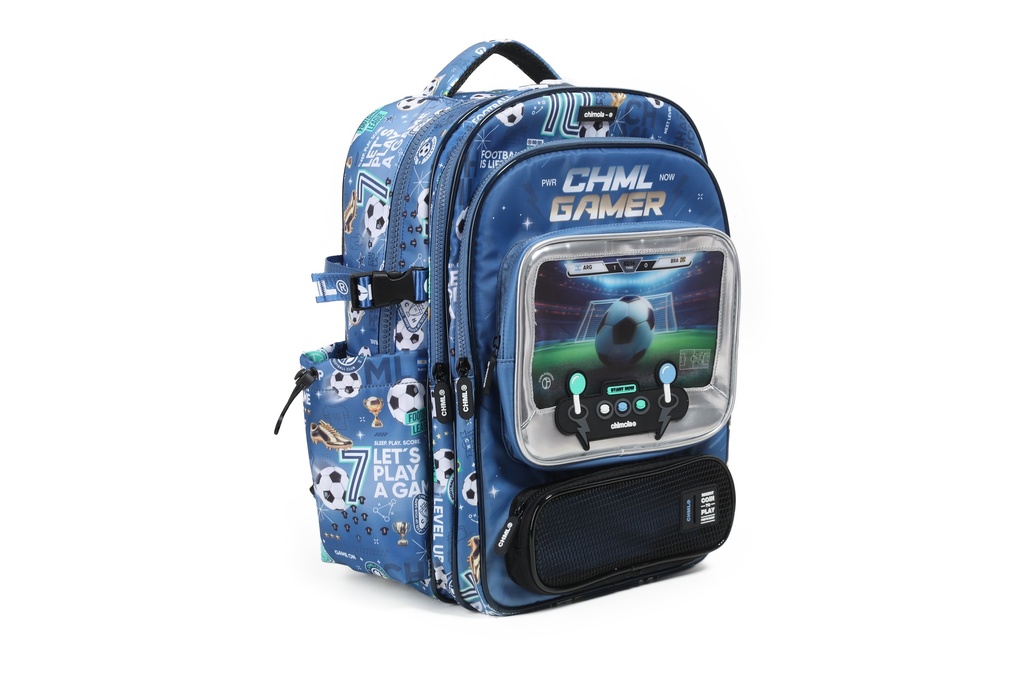 MOCHILA CHIMOLA GAMER ESPALDA 17''FUTBOL BLUE