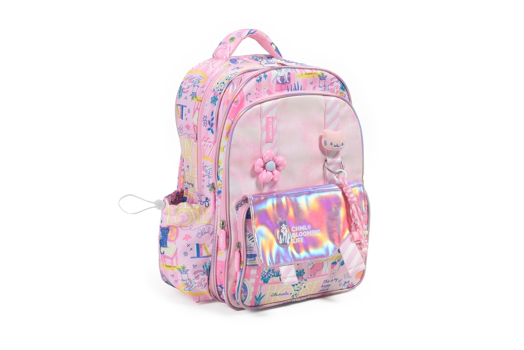 MOCHILA CHIMOLA MY FRIENDS  ESPALDA 17'' BLOOMING CATS PINK