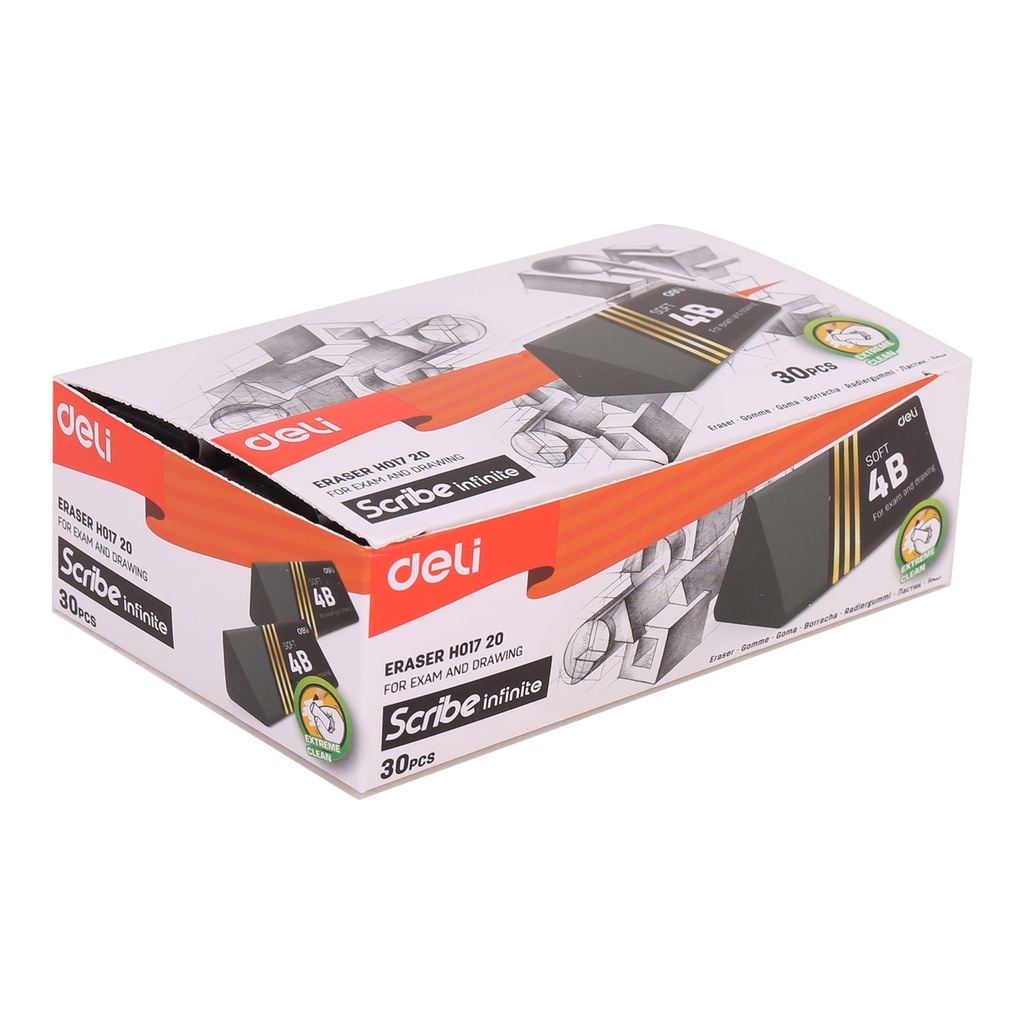 GOMA DELI SCRIBE TRIANGULAR NEGRA X 30 UNIDADES