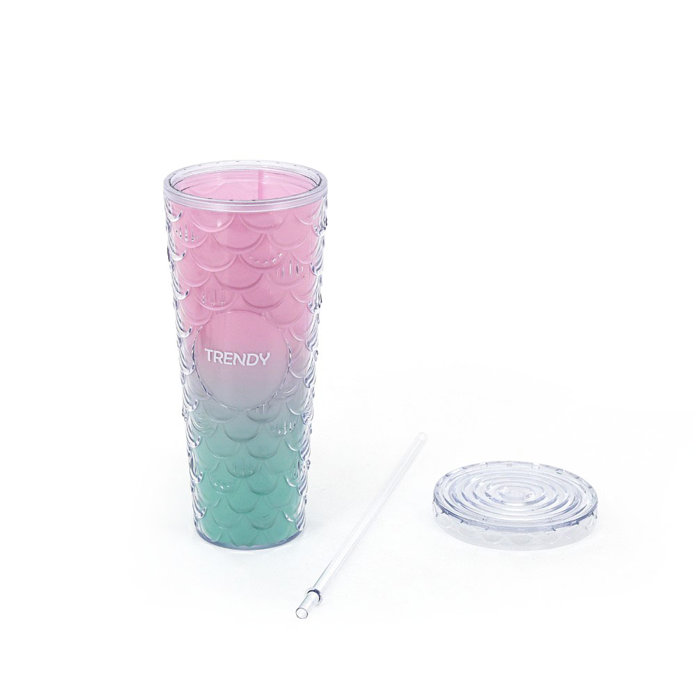 VASO TRENDY 720ML SIRENA ROSA + AQUA 19018