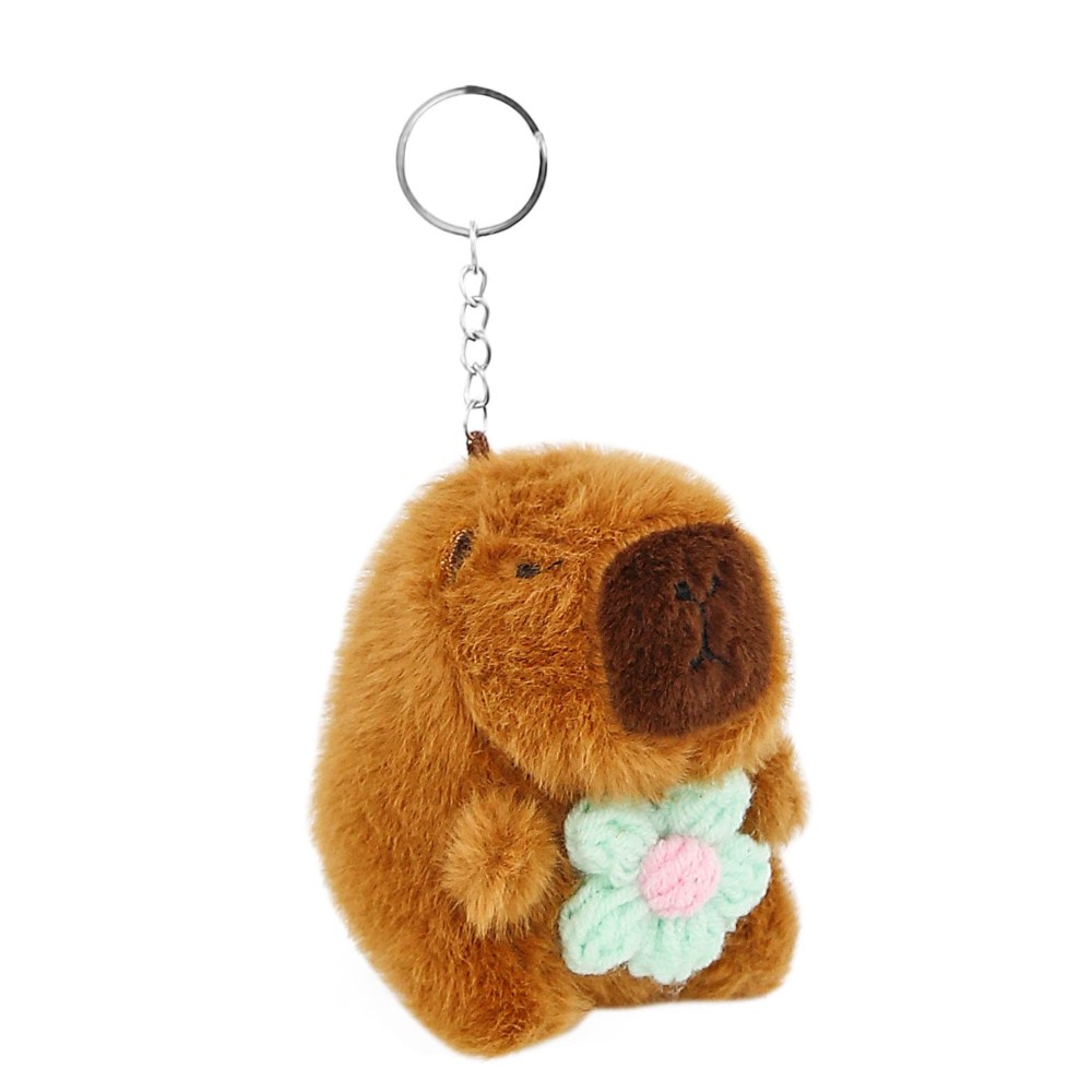 LLAVERO TRENDY PELUCHE CAPYBARA FLOR MENTA