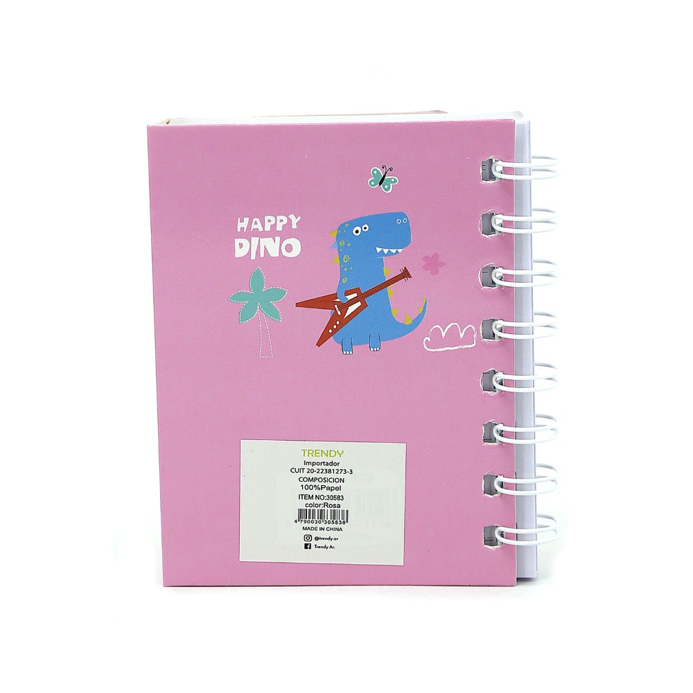 LIBRETA TRENDY MINI DINO ROSA
