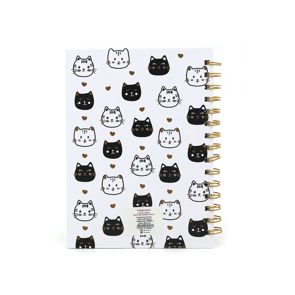 CUADERNO TRENDY A5 CUTE CAT BLANCO