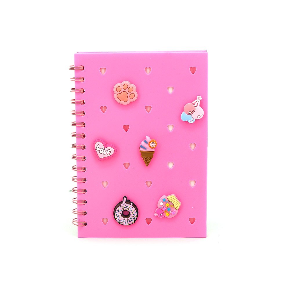 CUADERNO TRENDY A5 + BROCHES CANDY ROSA
