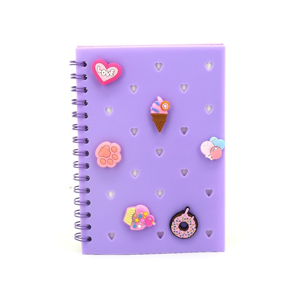 CUADERNO TRENDY A5 + BROCHES CANDY LILA