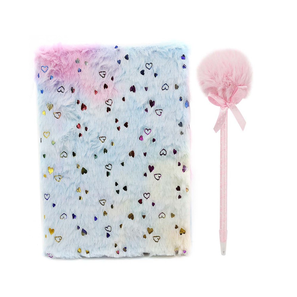 SET TRENDY CUADERNO + BOLIGRAFO CORAZONES ROSA