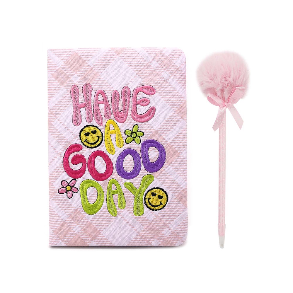 SET TRENDY CUADERNO + BOLIGRAFO HAVE A GOOD DAY ROSA