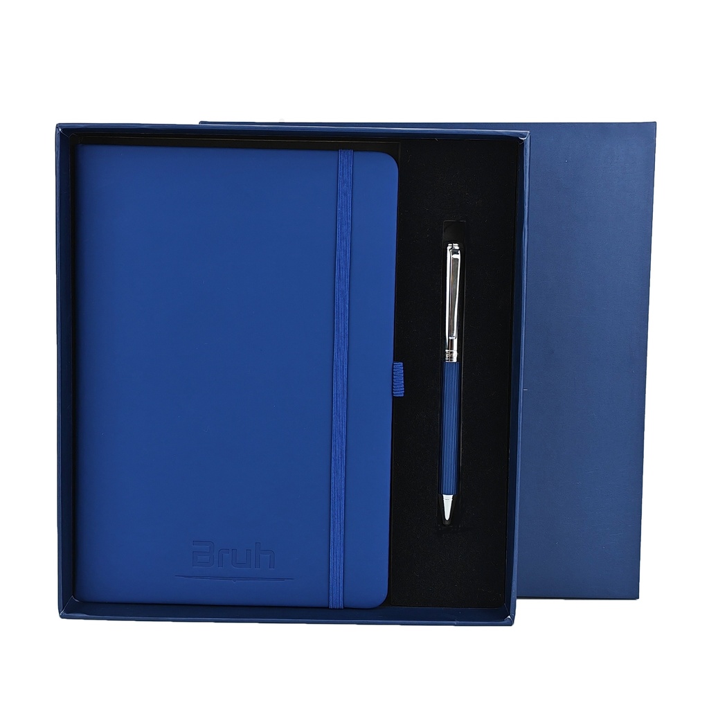 CUADERNO Y BOLIGRAFO OLAMI GRIS-ROSA-AZUL