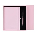 CUADERNO Y BOLIGRAFO OLAMI GRIS-ROSA-AZUL
