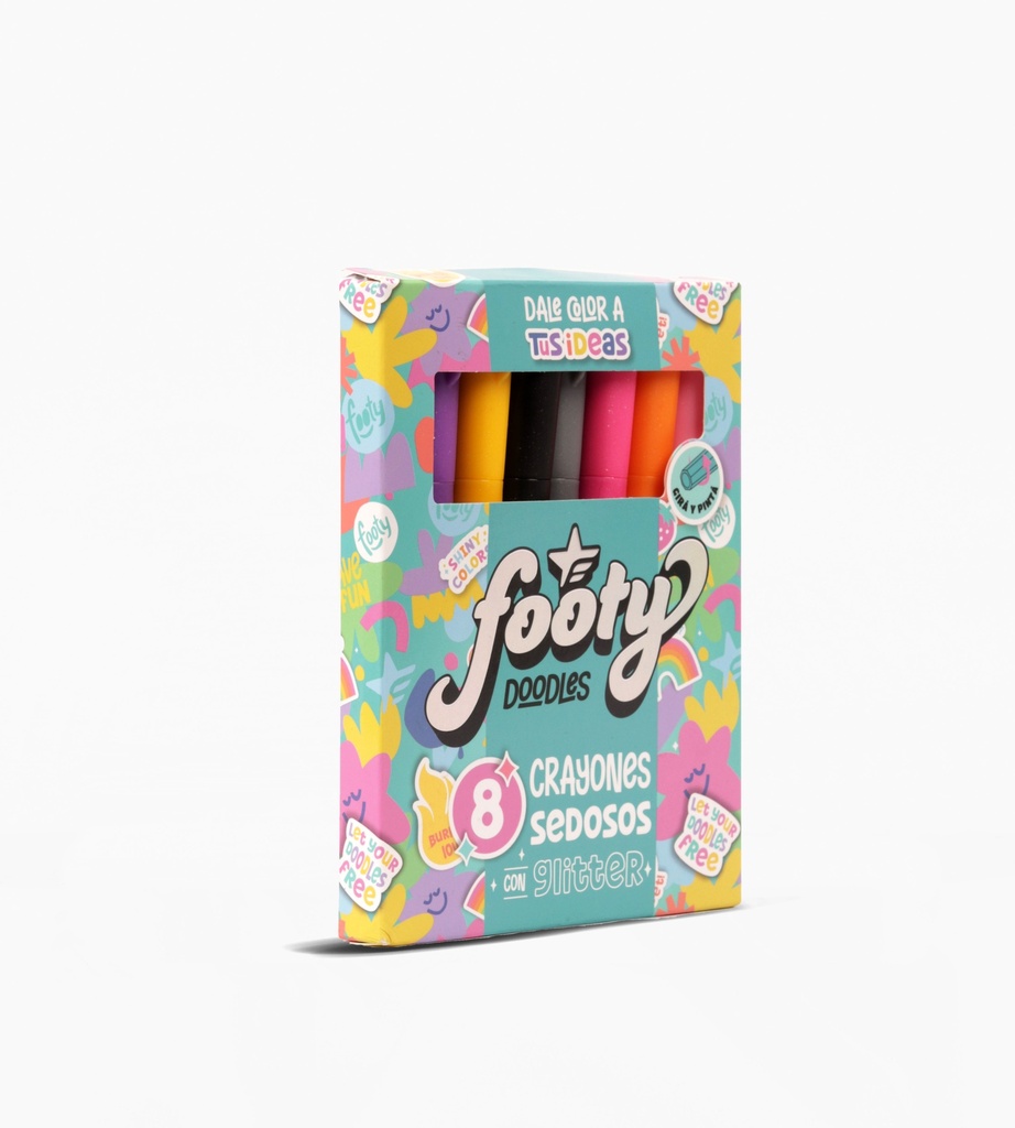 CRAYONES FOOTY SEDOSOS CON GLITTER X8