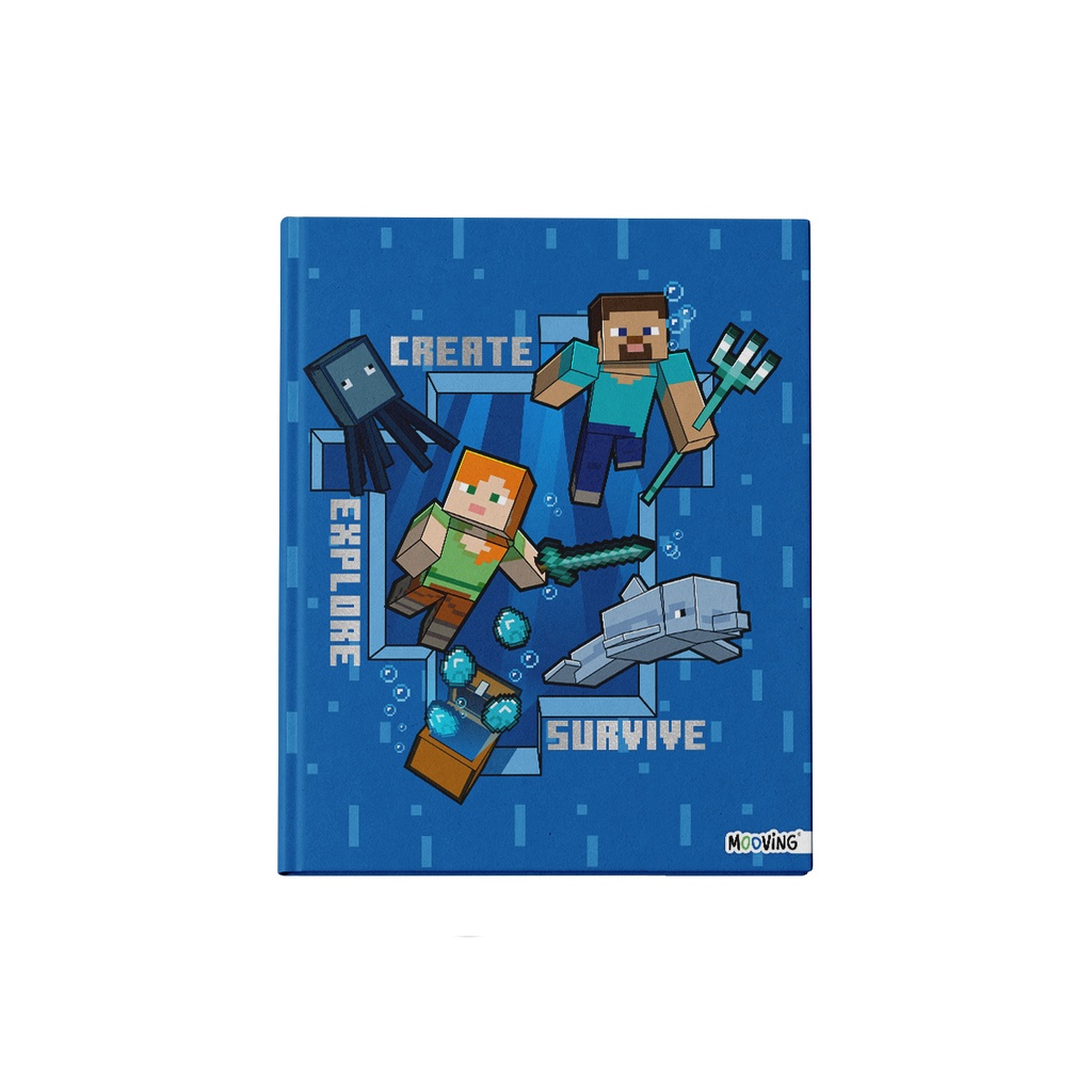 CUADERNO MOOVING 19.5X24 TAPA DURA COSIDO 48 HOJAS MINECRAFT