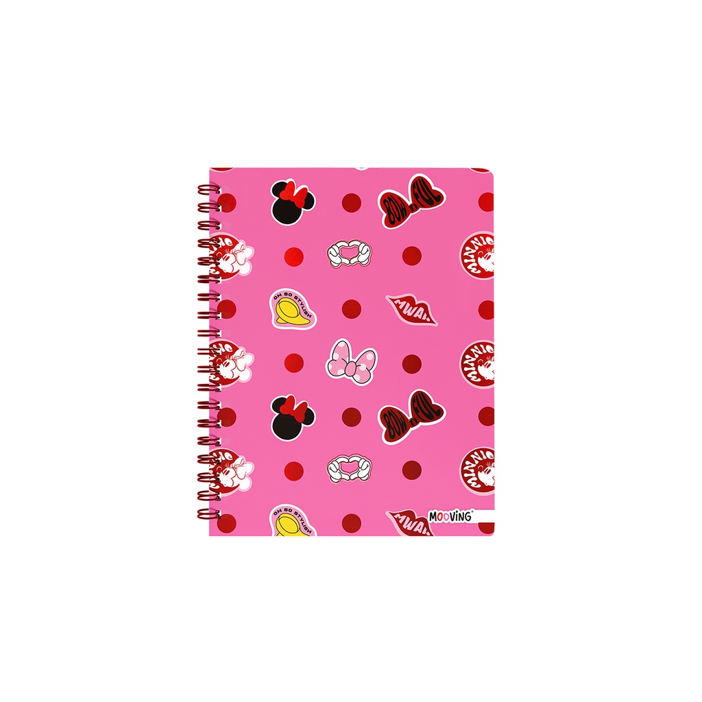 CUADERNO MOOVING 16X21 TAPA DURA CON ESPIRAL 80 HOJAS MINNIE MOUSE