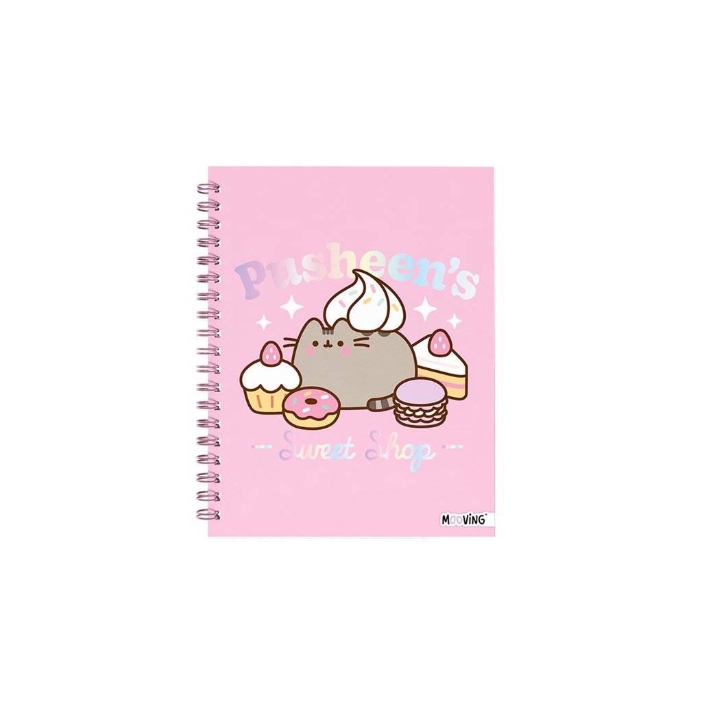 CUADERNO MOOVING 16X21 TAPA DURA CON ESPIRAL 80 HOJAS PUSHEEN