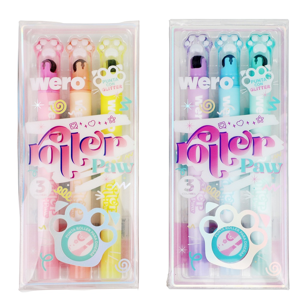RESALTADOR WERO DOBLE PUNTA GLITTER + SELLO PAW