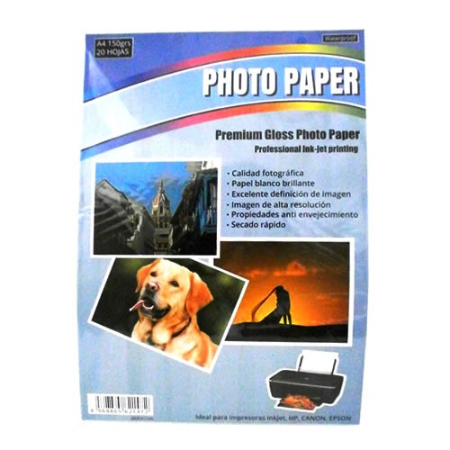 PAPEL FOTOGRAFICO GLOSSY A4 150G X20