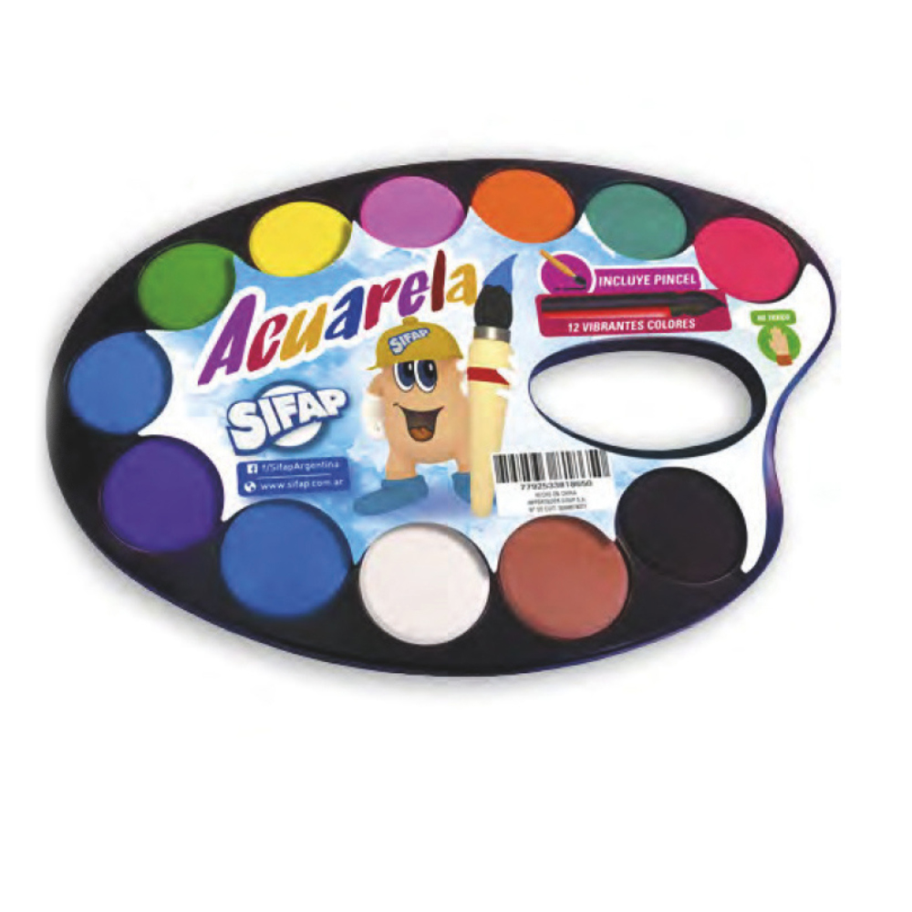 ACUARELA SIFAP X12 COLORES+PINCEL