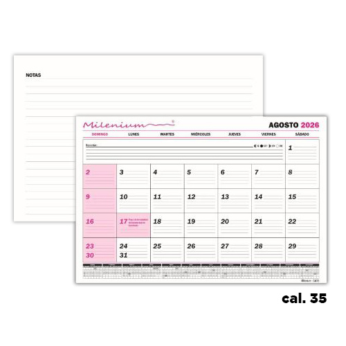CALENDARIO MENSUAL X 10 UNIDADES 23x32.5cm 2026