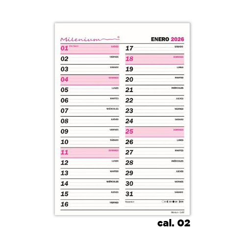 CALENDARIO PLANIFICADOR MENSUAL VERTICAL 32x23cm 2026