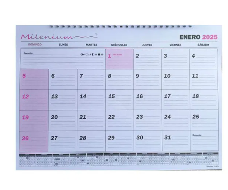CALENDARIO PLANIFICADOR MENSUAL APAISADO 32x45.5cm 2026