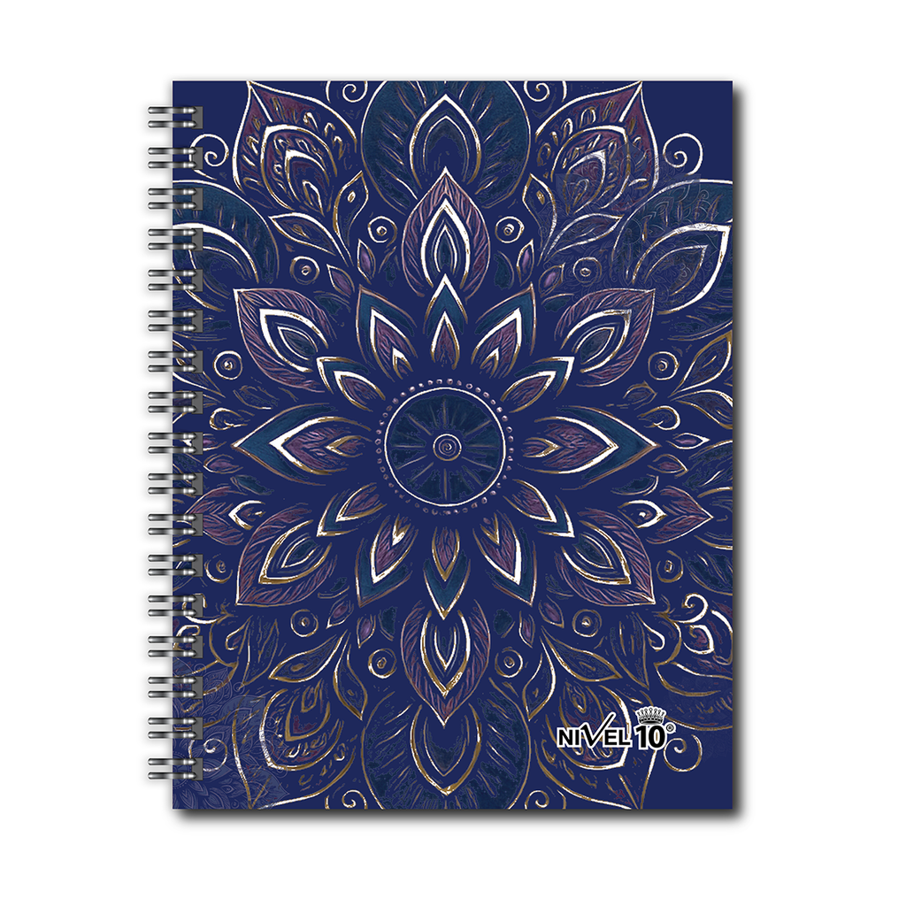 AGENDA NIVEL 10 16x22 SV ESPIRALADA CON INDICE TROQUELADO, ELASTICO Y CINTA SEÑALADORA LINEA MANDALAS