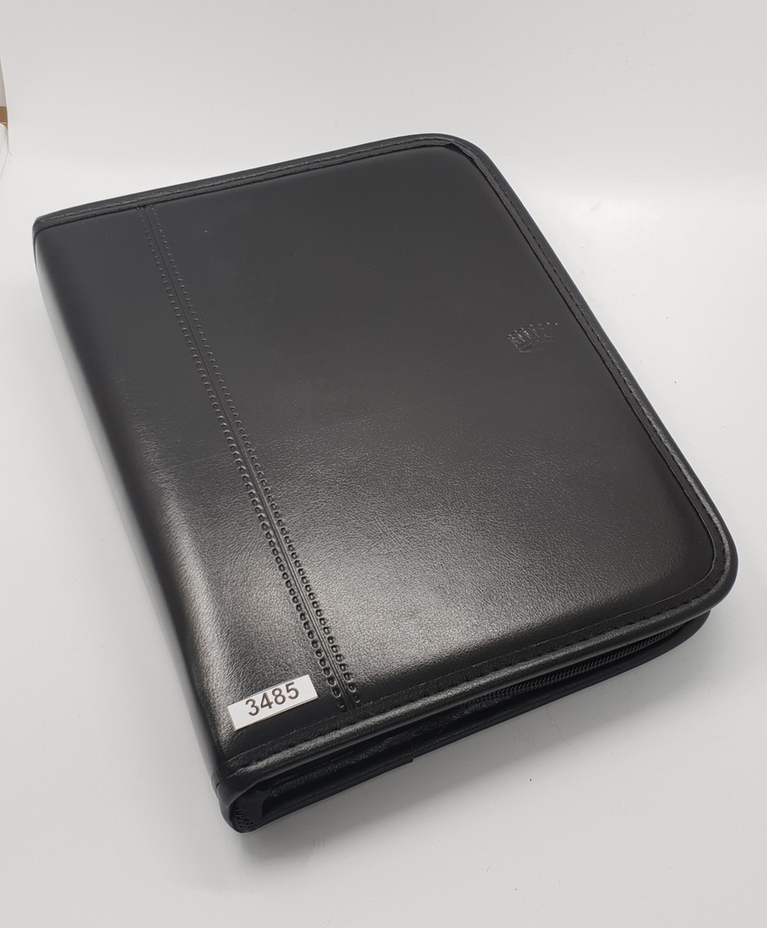 AGENDA NIVEL 10 16x22 SV SIMIL CUERO INDICE TROQUELADO CON ANILLOS Y CIERRE NEGRO