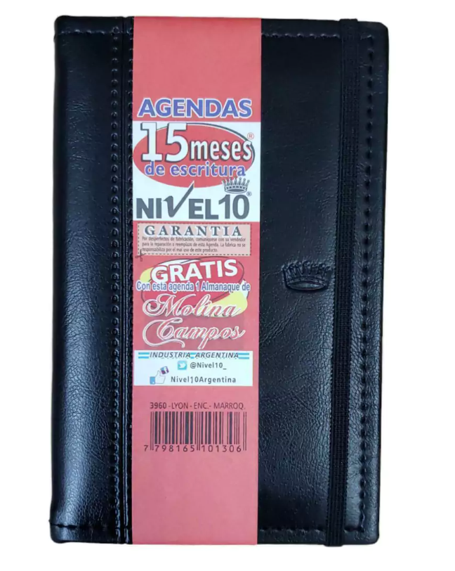 AGENDA NIVEL 10 11x17 DXP ENCUADERNADA CON ELASTICO Y PESPUNTE NEGRO