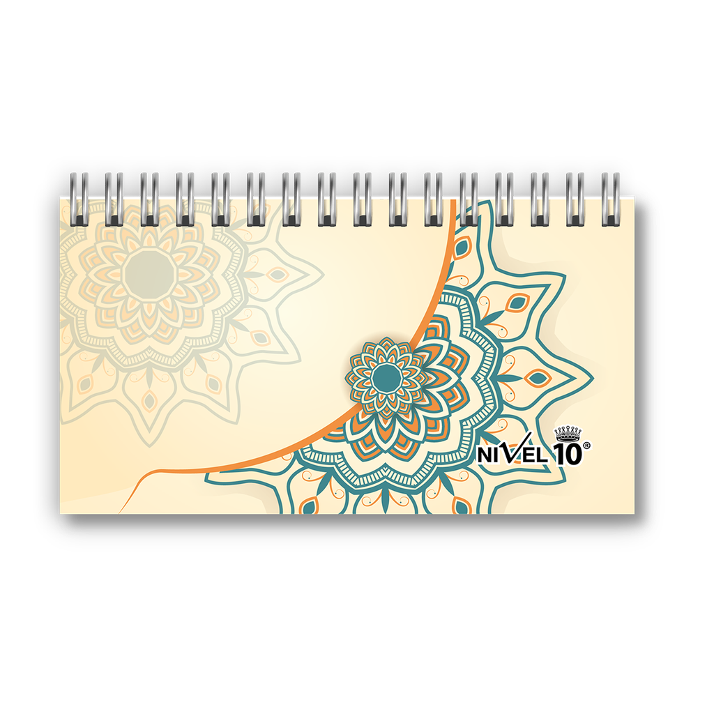 AGENDA NIVEL 10 16X8.5 SV ESPIRALADA CON ELASTICO Y CINTA SEÑALADORA LINEA MANDALAS