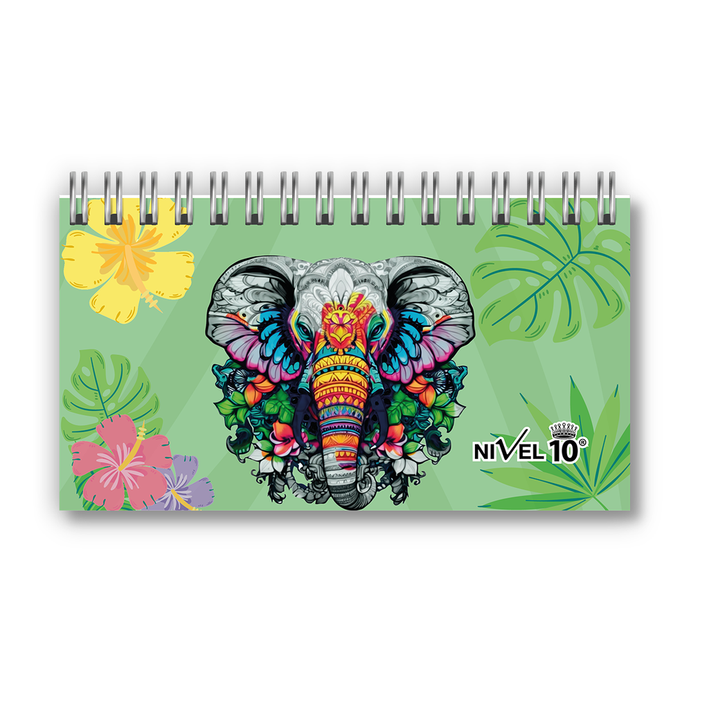 AGENDA NIVEL 10 16X8.5 SV ESPIRALADA CON ELASTICO Y CINTA SEÑALADORA LINEA ELEFANTES