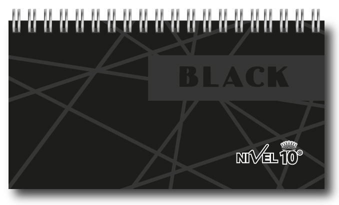 AGENDA NIVEL 10 16X8.5 SV ESPIRALADA CON ELASTICO Y CINTA SEÑALADORA LINEA BLACK