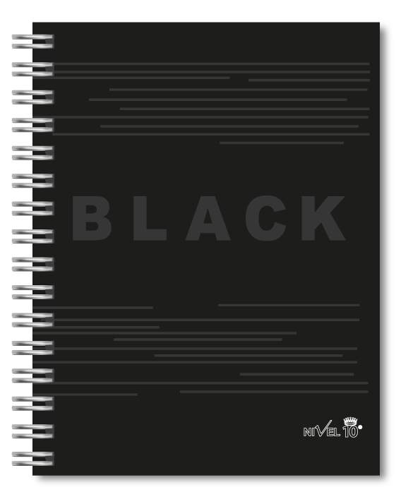 AGENDA NIVEL 10 16x22 DXP ESPIRALADA CON INDICE TROQUELADO, ELASTICO Y CINTA SEÑALADORA LINEA BLACK