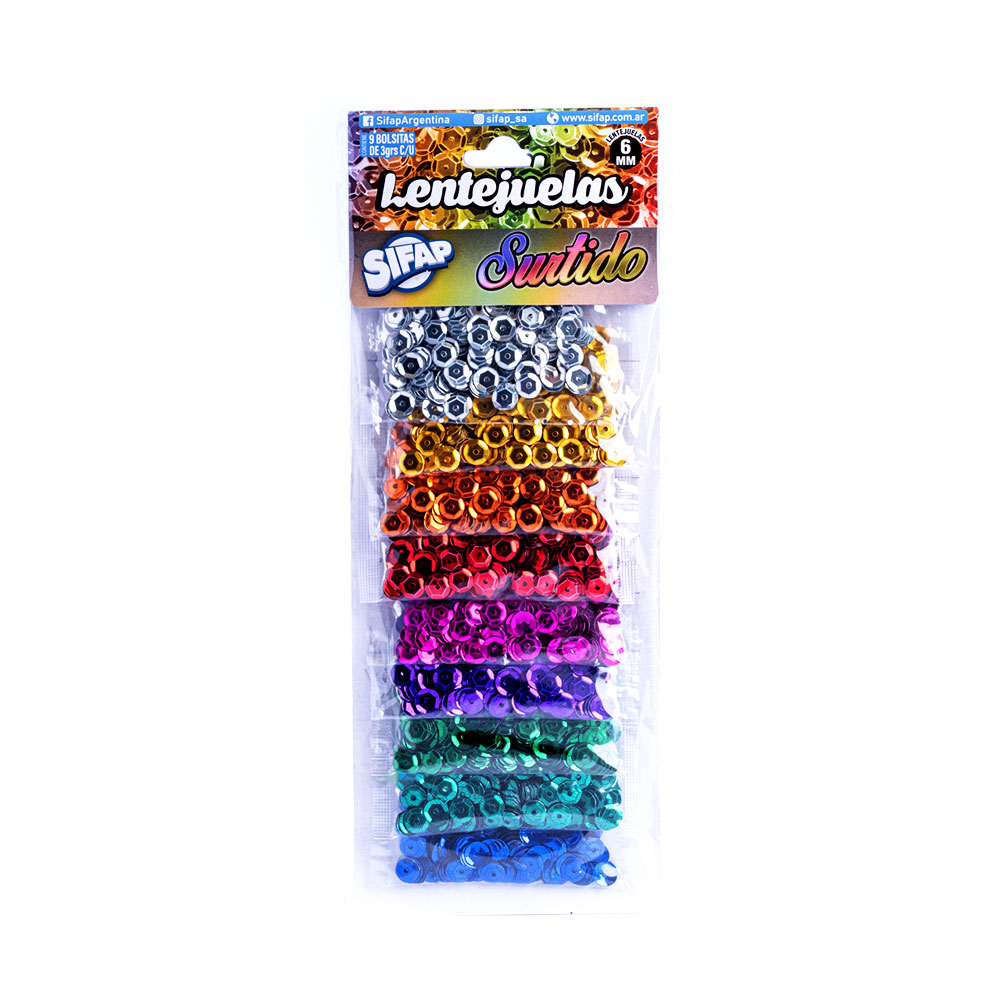 LENTEJUELAS COLOR X9 SURTIDO