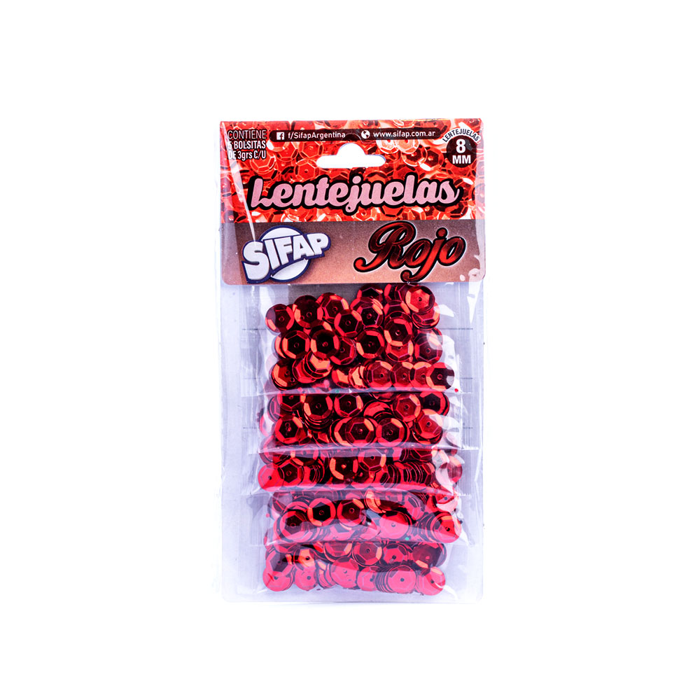 LENTEJUELAS COLOR X5 ROJO
