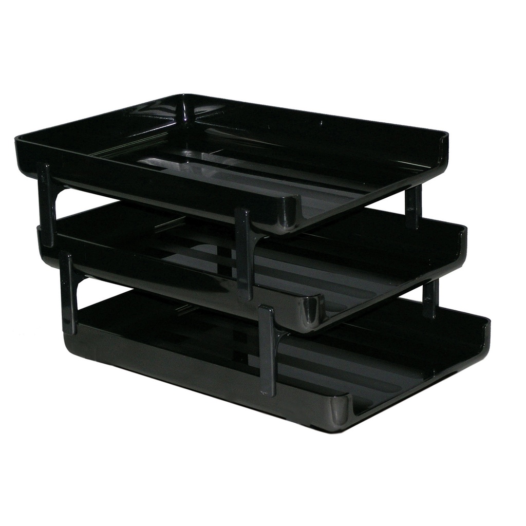 BANDEJA PAPELERA PIZZINI OFICIO 3 PISOS NEGRO