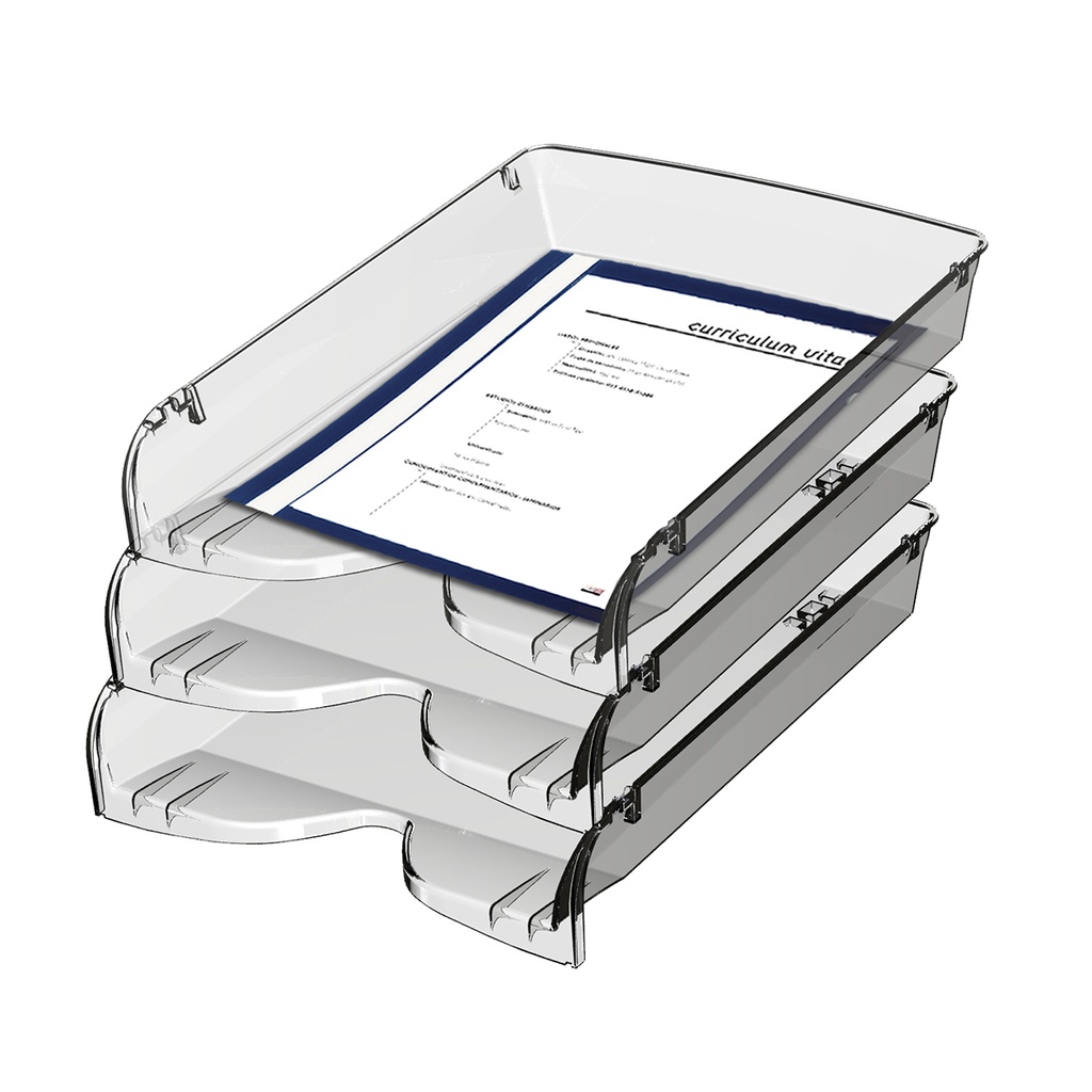 BANDEJA PAPELERA PIZZINI 1 PISO X3 CRISTAL 801CR