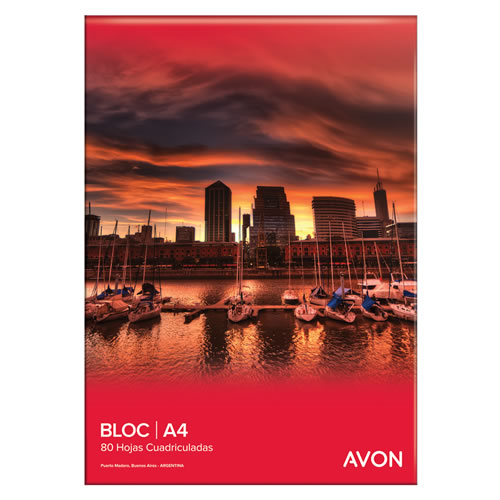 BLOCK AVON A4 PERFORADO 80 HOJAS CUADRICULADO