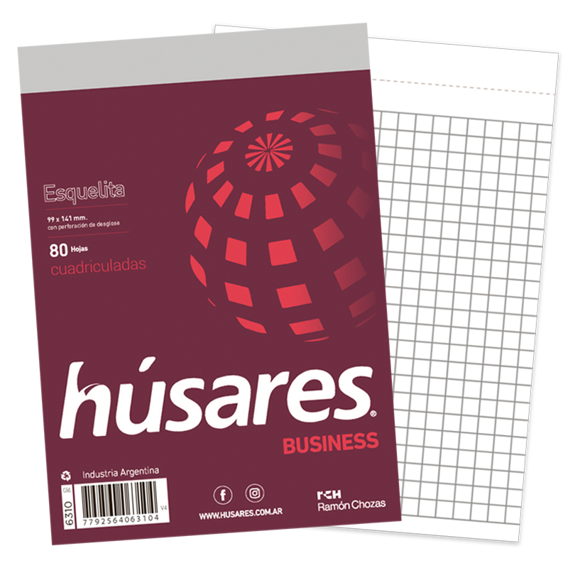 BLOCK HUSARES BUSINESS ESQUELITA 80 HOJAS CUADRICULADO