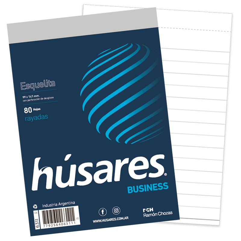 BLOCK HUSARES BUSINESS ESQUELITA 80 HOJAS RAYADO