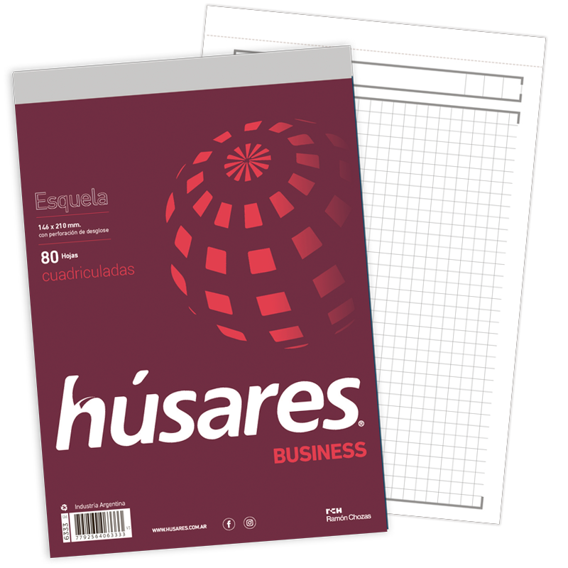 BLOCK HUSARES BUSINESS ESQUELA 80 HOJAS CUADRICULADO