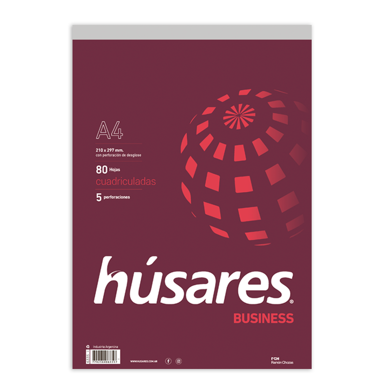 BLOCK HUSARES BUSINESS A4 80 HOJAS CUADRICULADO