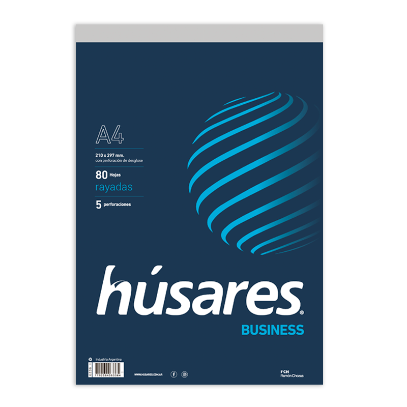 BLOCK HUSARES BUSINESS A4 80 HOJAS RAYADO