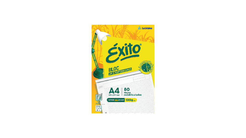 BLOCK EXITO PEGADO A4 80 HOJAS CUADRICULADO