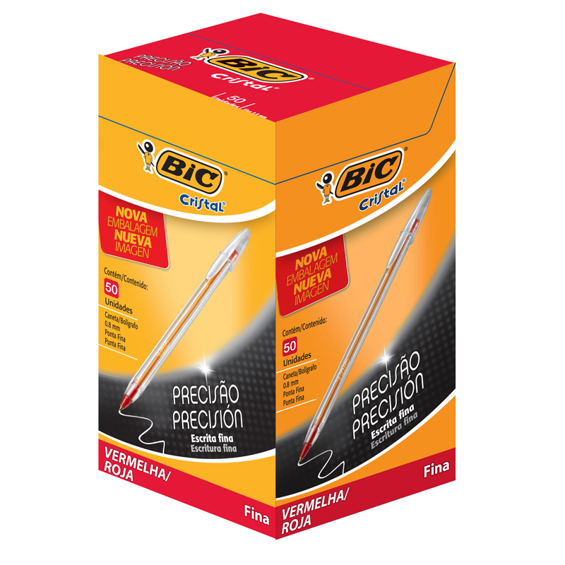 BOLIGRAFO BIC CRISTAL 0.8 TRAZO FINO X50 ROJO PRECISION