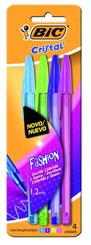 BOLIGRAFO BIC CRISTAL FASHION 1.2 X 4 COLORES SURTIDOS