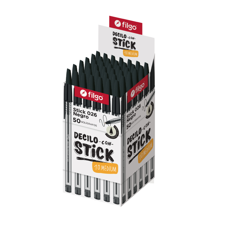 BOLIGRAFO FILGO 026 STICK 1.0 X 50 NEGRO PROMO